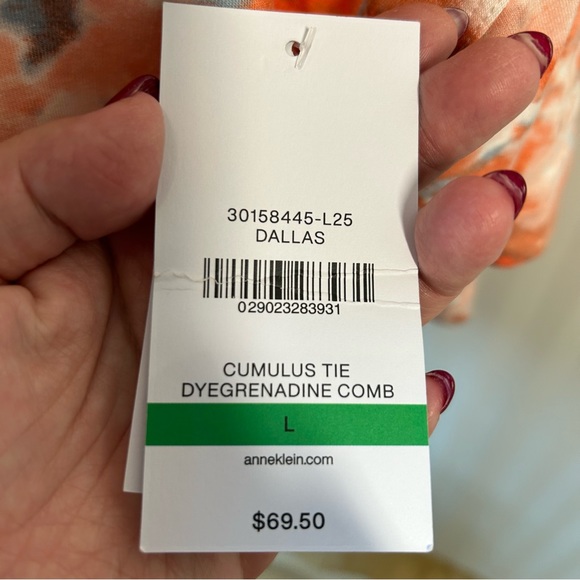 NWT Anne Klein orange blue cumulus tie dyegrenadine comb sweater Size L - Picture 6 of 13